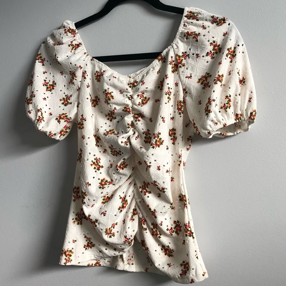 Wrapper Eyelet Floral Top (S) - Picture 2 of 7